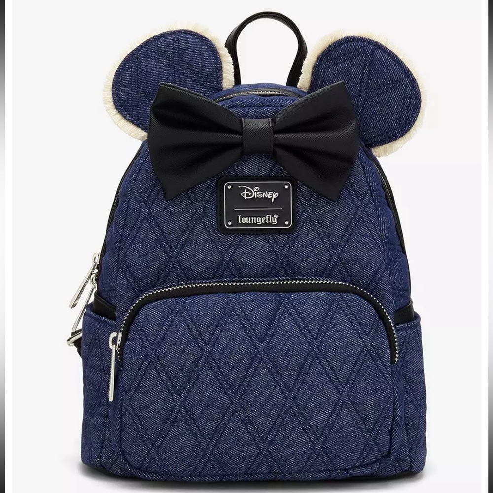 Loungefly Disney Minnie Mouse Denim Quilted Mini Backpack